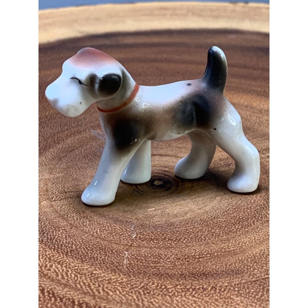 Vintage Japan Porcelain Dog Figurine Hand-Painted 2.5" Tall Collectible Decor Pi